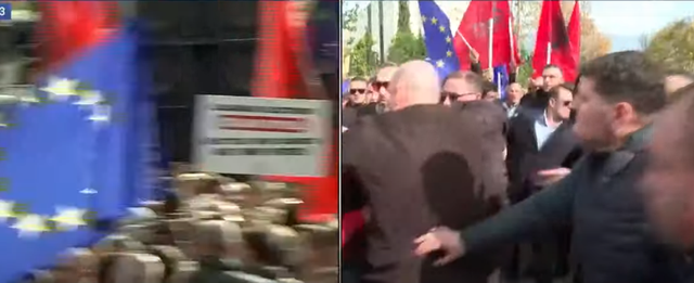 Momenti kur kryedemokrati Sali Berisha qëllohet me grusht, bie direkt përtokë (video)