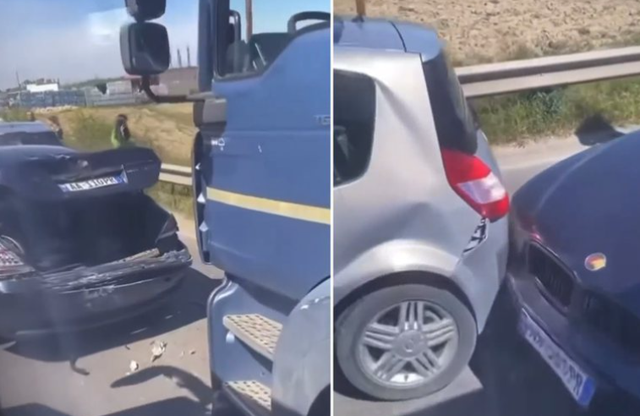 Aksident i pesëfishtë në Thumanë/ Katër makina përplasen me kamionin e tonazhit të rëndë, s’ka të lënduar